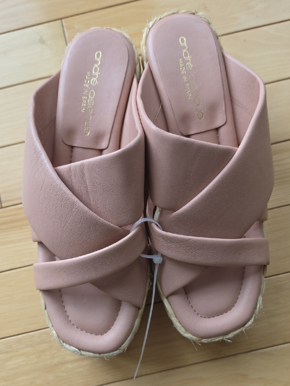 Andre Assous Blush Pink Crossband Espadrille Mule